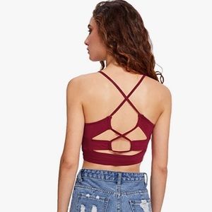 Crossed Back Cropped Tank, size M